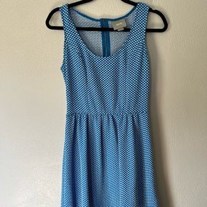 Anthropologie dress, size Medium. Blue with white polka dots.